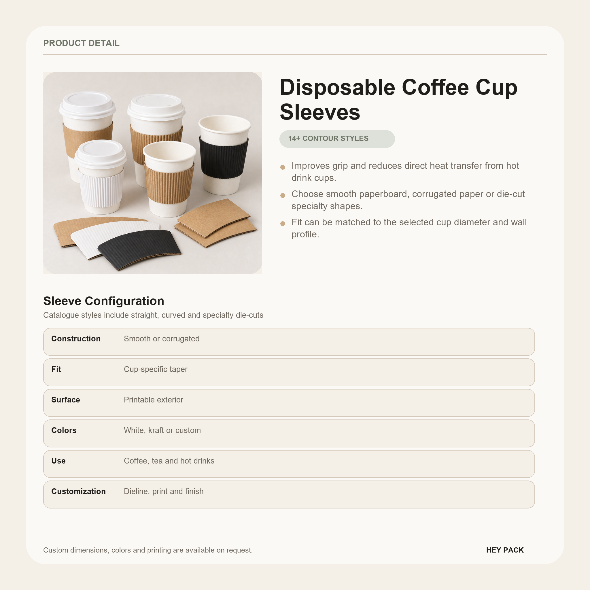 Disposable Coffee Cup Sleeves product details