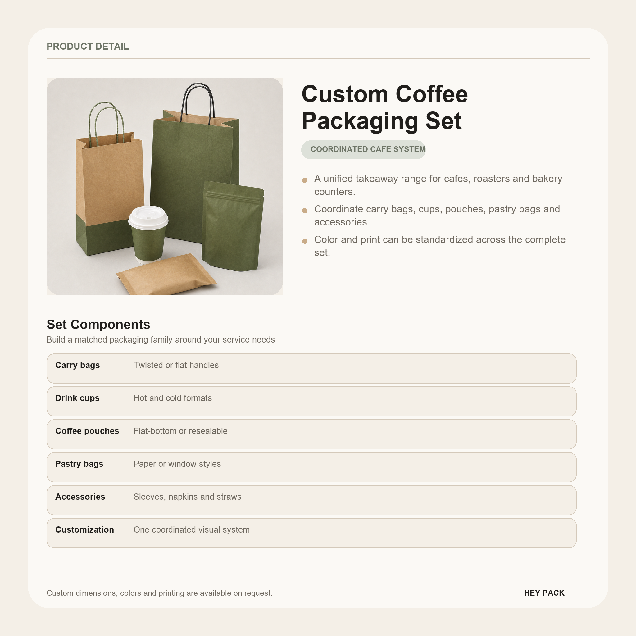 Custom Coffee Packaging Set product details