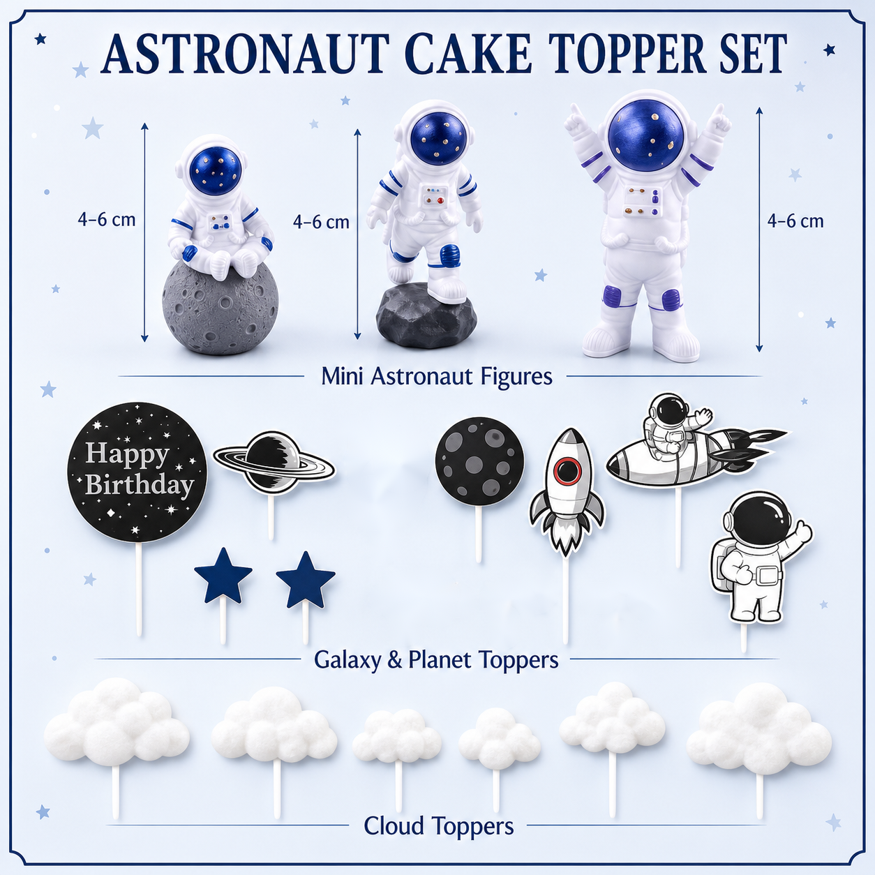 Galactic Explorer Cake Decoration Kit — Astronaut Space Edition