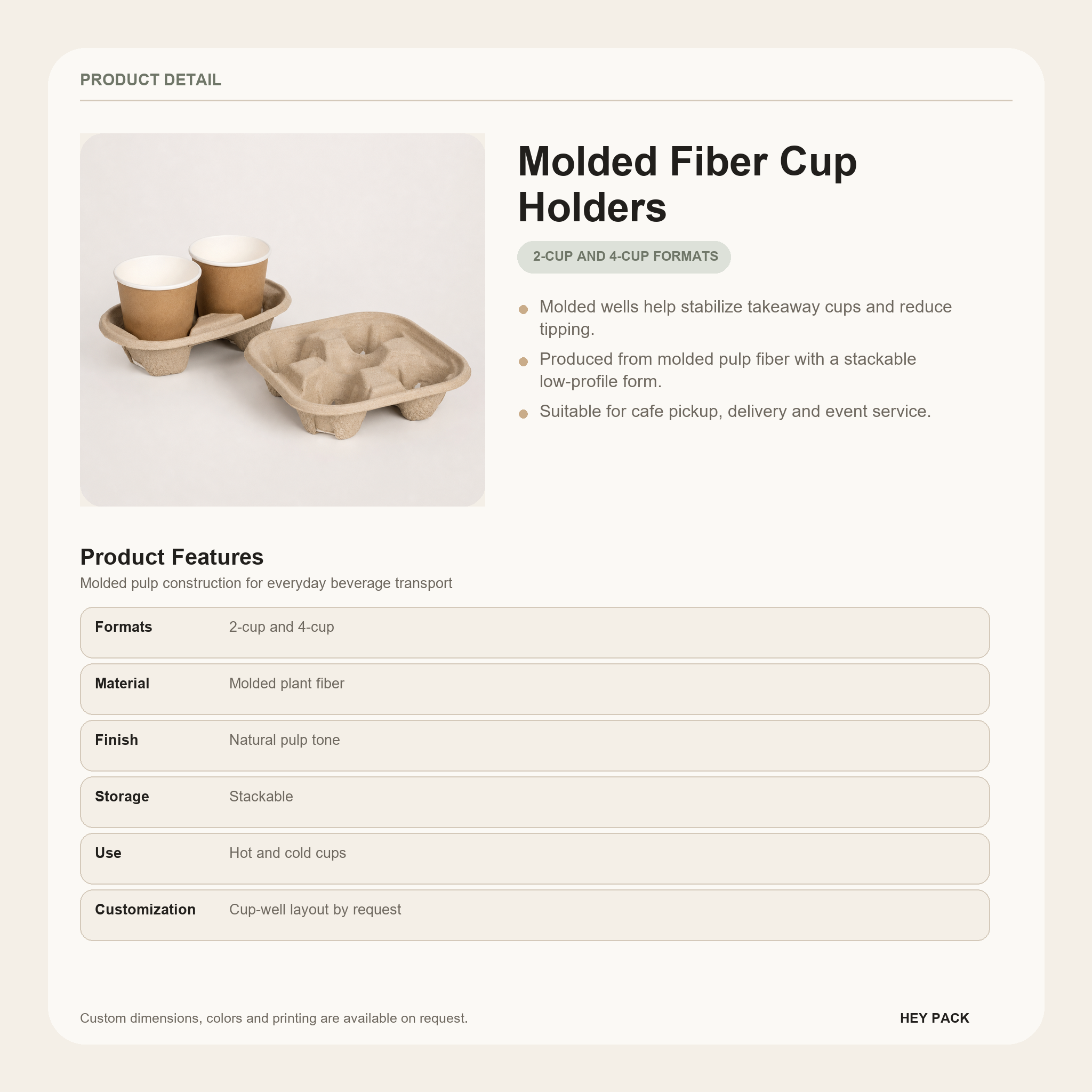 Molded Fiber Cup Holders product details