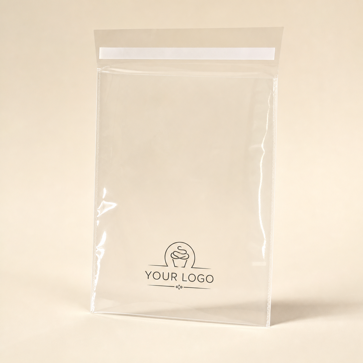 Custom printed clear OPP bag with peel and seal adhesive flap