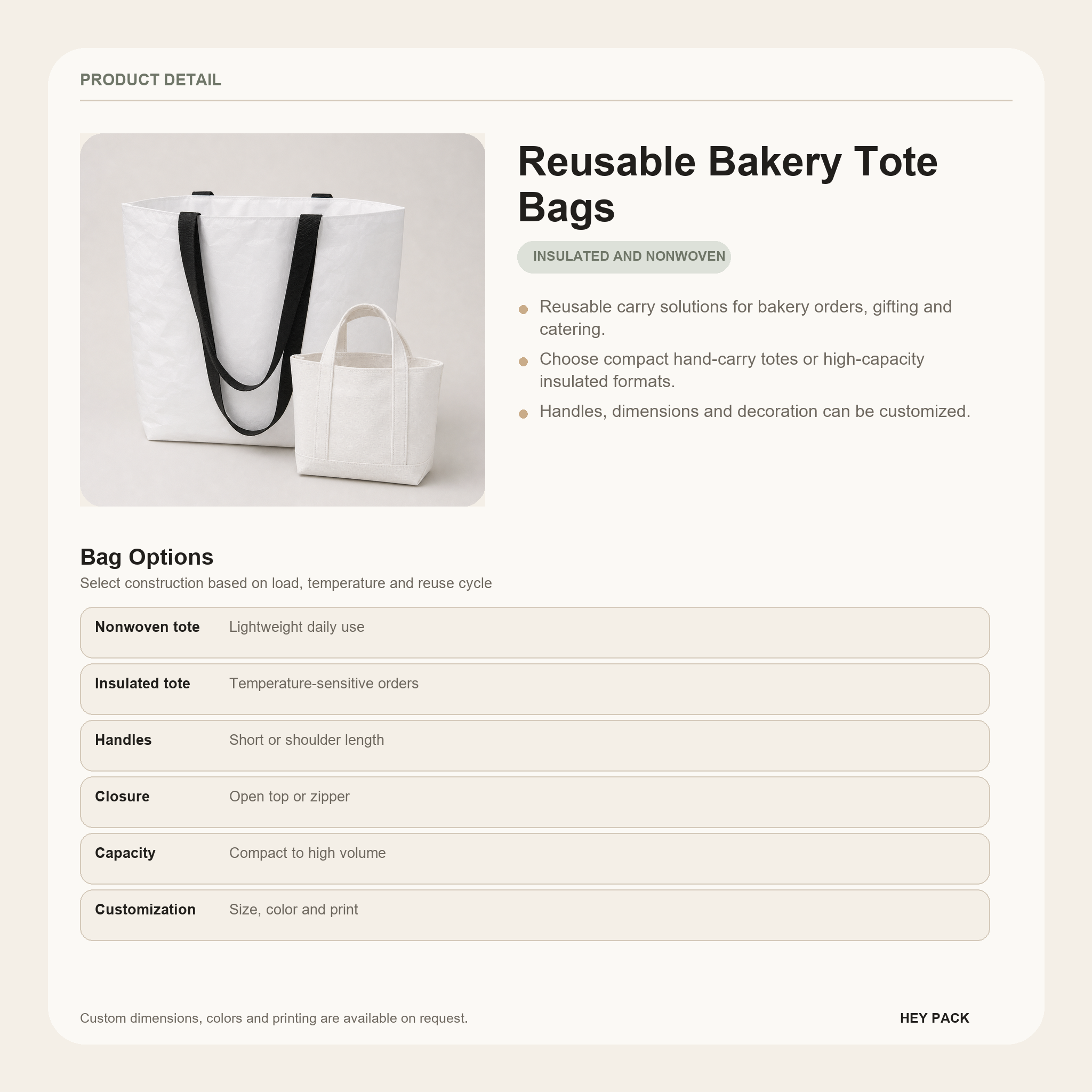 Reusable Bakery Tote Bags product details