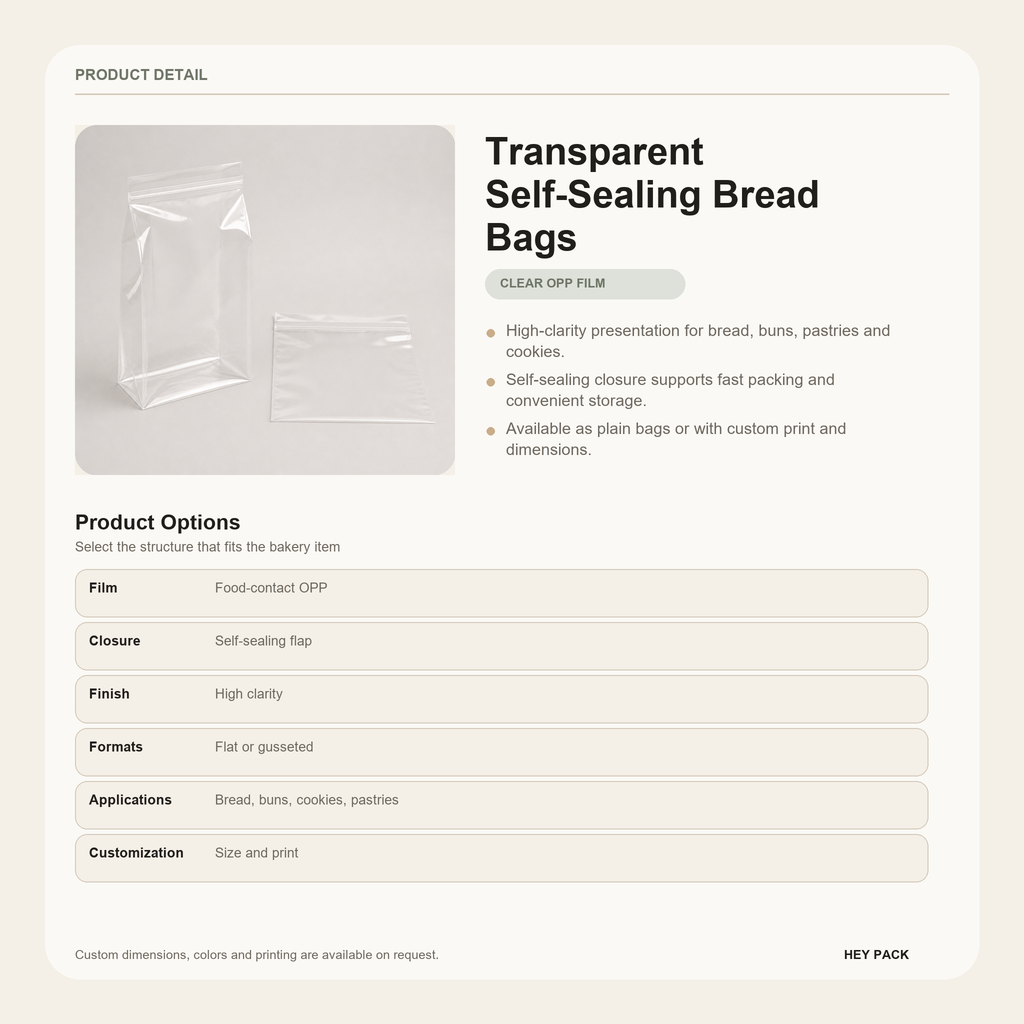Transparent Self-Sealing Bread Bags product details