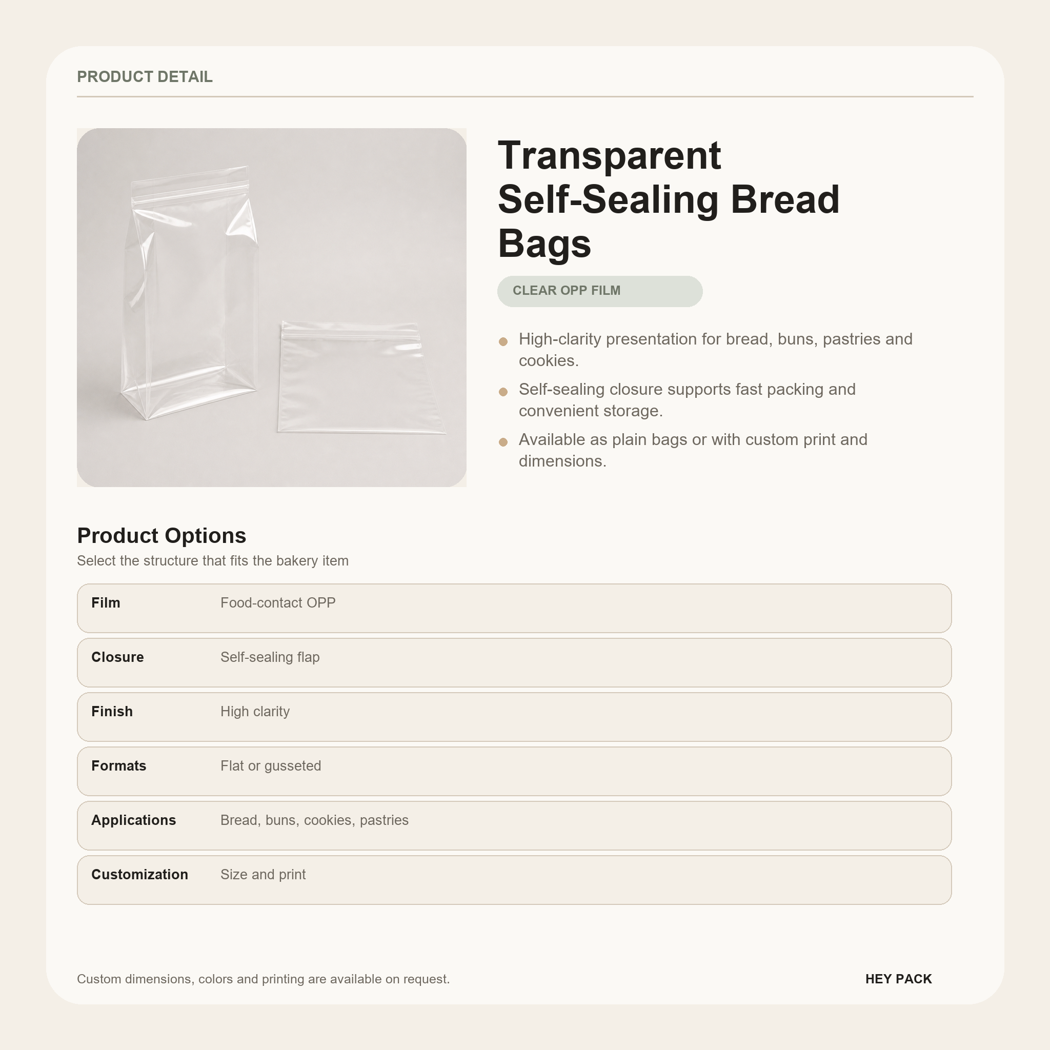 Transparent Self-Sealing Bread Bags product details